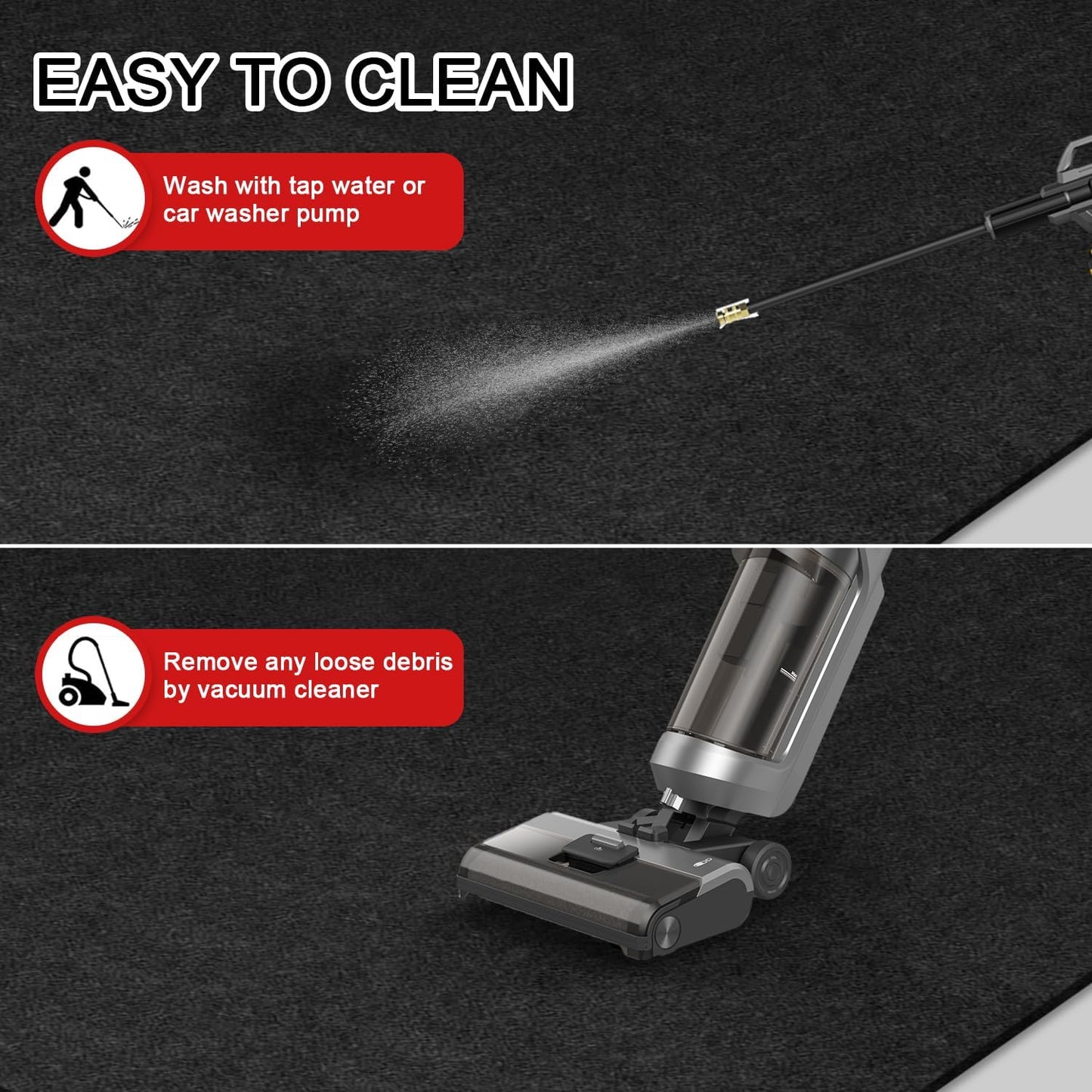 Golener Oil Spill Mat - Garage Floor Mat, Absorbent Oil Pad, Premium Maintenance Mat, Waterproof, Contain Liquid, Protect Garage Surface from Spill & Stain, Reusable, Washable, Durable, Black, 48”x96”