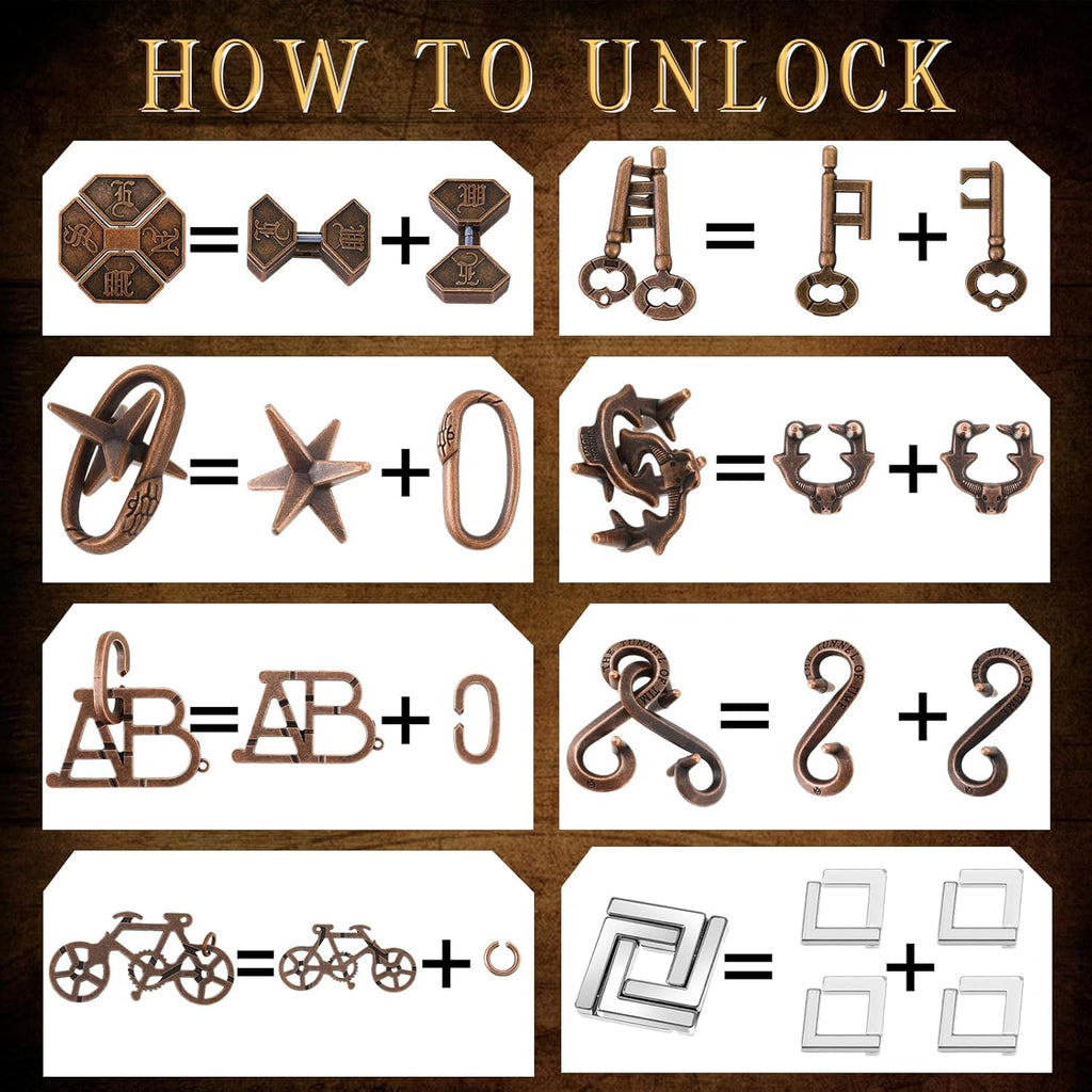 Yilloog 24 Pcs Metal Brain Teaser Puzzles Assortment for Adults Difficult Magic Puzzles Highly Hard Brain Games Iq Logic Test Disentanglement Game for Classroom Mind Challenge(Novelty)