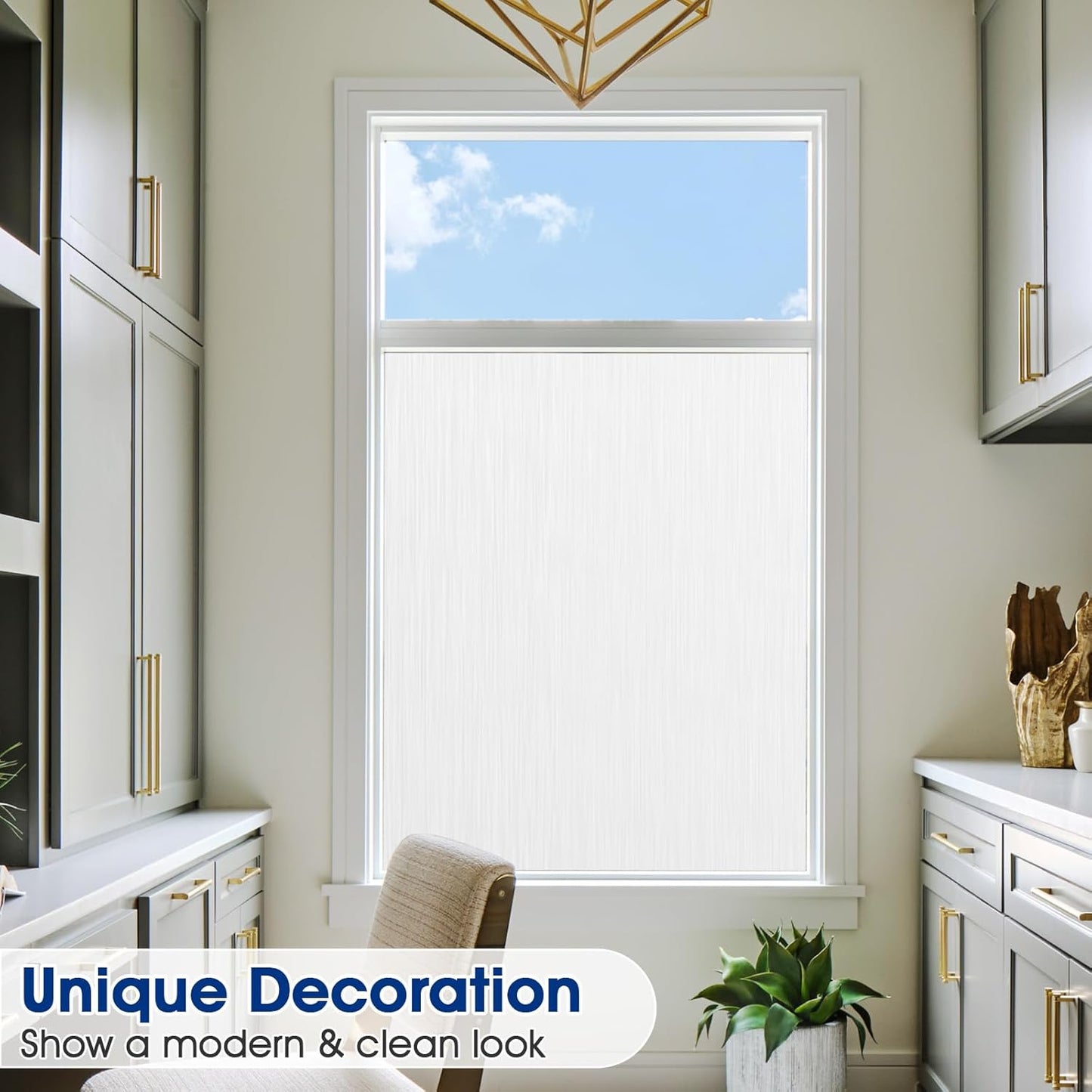 Privacy Window Film Static Cling, Frosted Glass Decorative Window Film with 96% UV Blocking, Non-Adhesive Removable Window Cling for Home Office Bathroom, 35.4 x 393.7 Inches, White