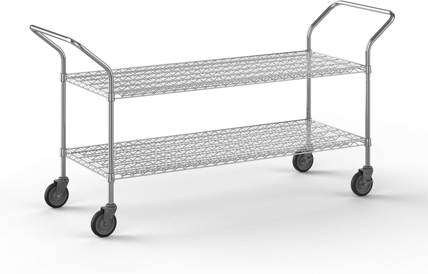 24" W x 60" L x 36" H Chrome Heavy Duty Utility Cart | 2-Tier | NSF Commercial Storage Rack Mobile Unit | Storage and Mobility Solution for Your Business