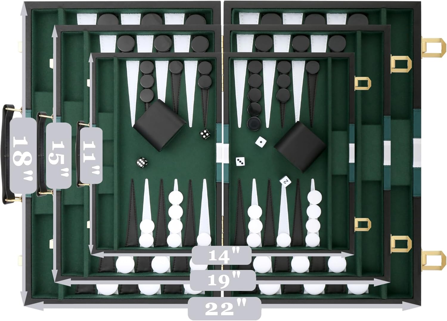 Backgammon Set - Classic Board Game with Premium Leather Case - Portable Travel Strategy Backgammon Game Set for Adults, Kids (11inch, Black)