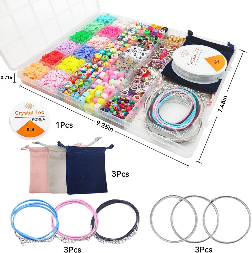 leitait Girls Toys Bracelet Making Kit - 3000pcs Charm Jewelry Making Kit Supplies,Easter Basket Stuffers,Unicorn/Mermaid Crafts Birthday Christmas Gifts for Girls Ages 5 6 7 8 9 10 11 12 Years Old