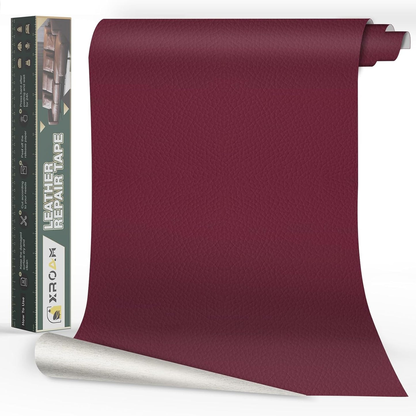 Leather Repair Tape, 16x79 inch Leather Patches for Furniture, Self Adhesive Leather Repair Patch for Sofas, Couches, Leather Covers, Seats, Chairs, Vinyl Repair Tape Wine Red
