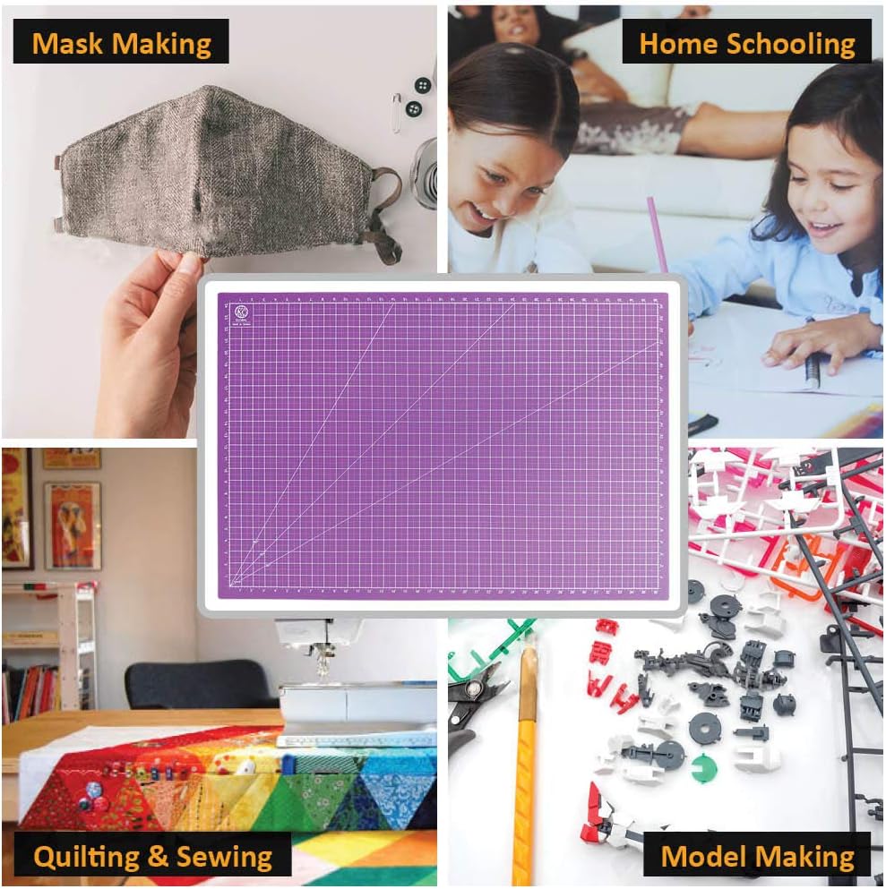 KC GLOBAL A1 (38"x26") Professional Grade Self-Healing Cutting Mat (Purple) - Odor-Free, Reversible, Eco-Friendly, Durable Bright Surface. Premium Desk Mat for Crafters, Quilters, and Hobbyist