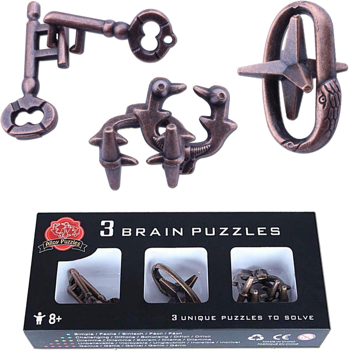 Brain Teaser Puzzle for Adults Puzzles Metal Hole Lock Adult Educational Toy Jigsaw IQ Puzzle (Ferrous)