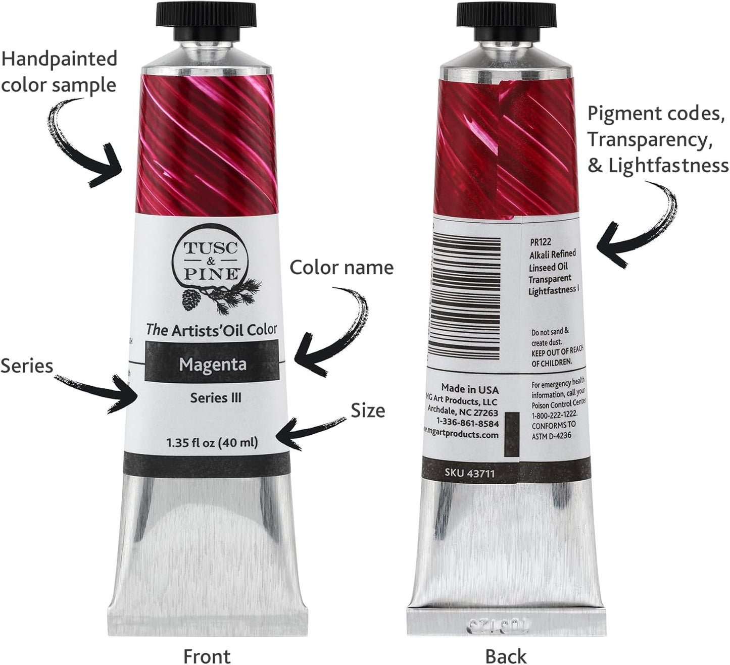 Tusc & Pine Artist Oil Paint - Cadmium Orange, 150 ml, Non-Yellowing, Rich & Creamy Consistency, Maximum Pigment Load, Small Batch Milled Oil Paints Made in the USA for Professional Artists