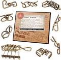 Assorted Ancient Metals Puzzle Brone Color Stress Relief Toys 9 Pack IQ Wire Puzzles with Paper Box Gift Package Great Educational Metals Still Puzzle Games Toys for Children and Adults by AHYUAN