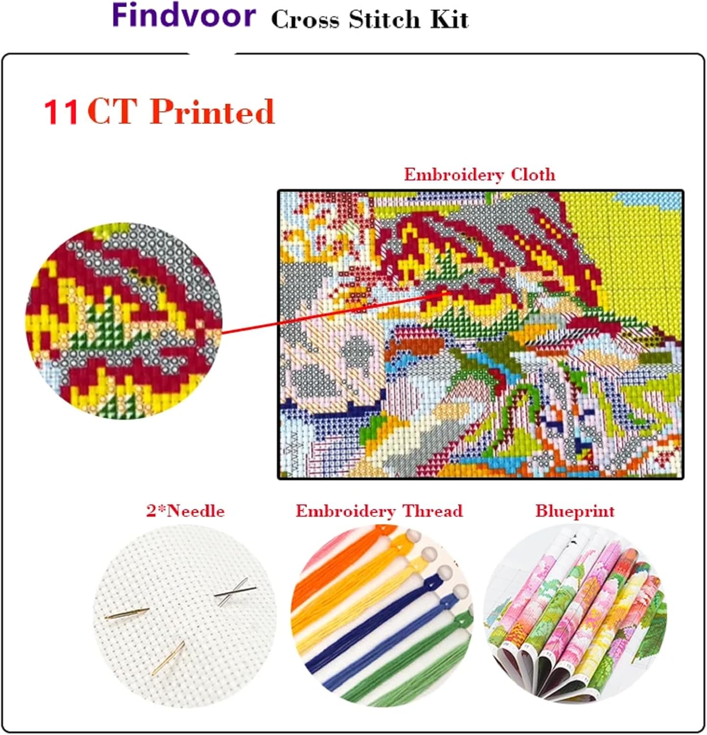 Hopeart Stamped Cross Stitch Kits for Beginner Embroidery Kits for Beginners Adults DIY 11CT Cross Stitch Patterns Needlepoint Kits Crossstitching Kits-Van Gogh's Starry Moon Castle 16x20 inch