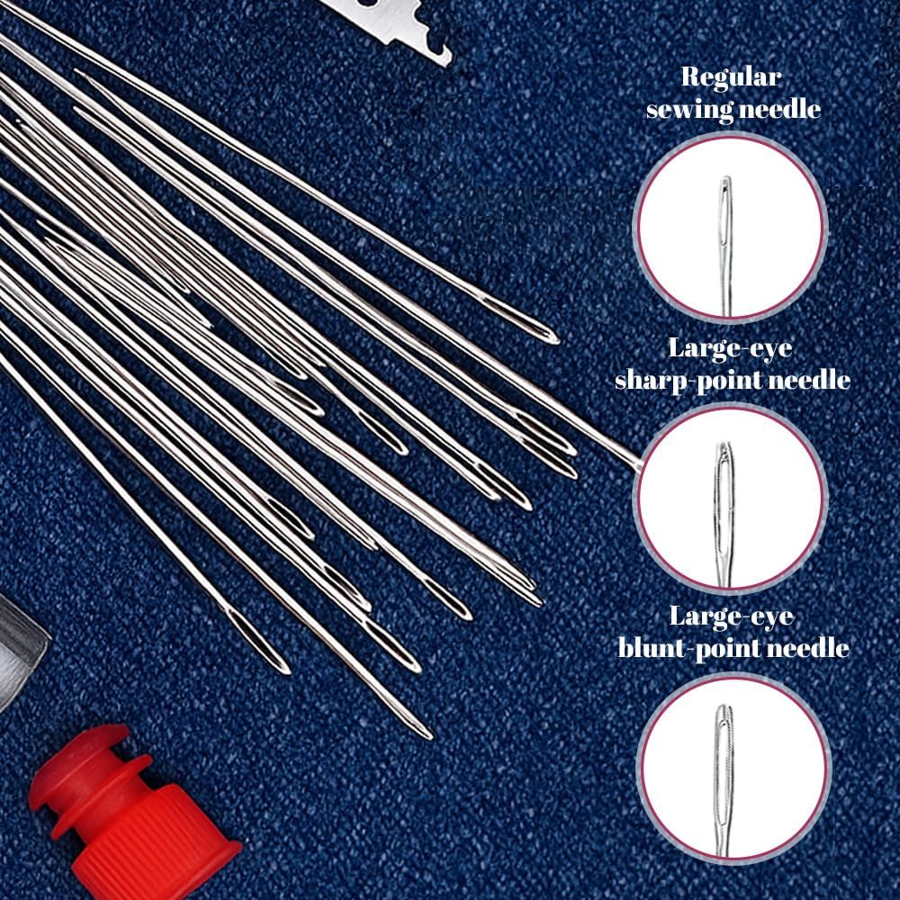 37PCS Sewing Tool Set, 2026 New Big Eye Steel Sewing Needles Kit, Stainless Steel Needles for Hand Sewing Kit, Portable DIY Hand Made Craft Set for Handcraft Lovers (37 Pcs)