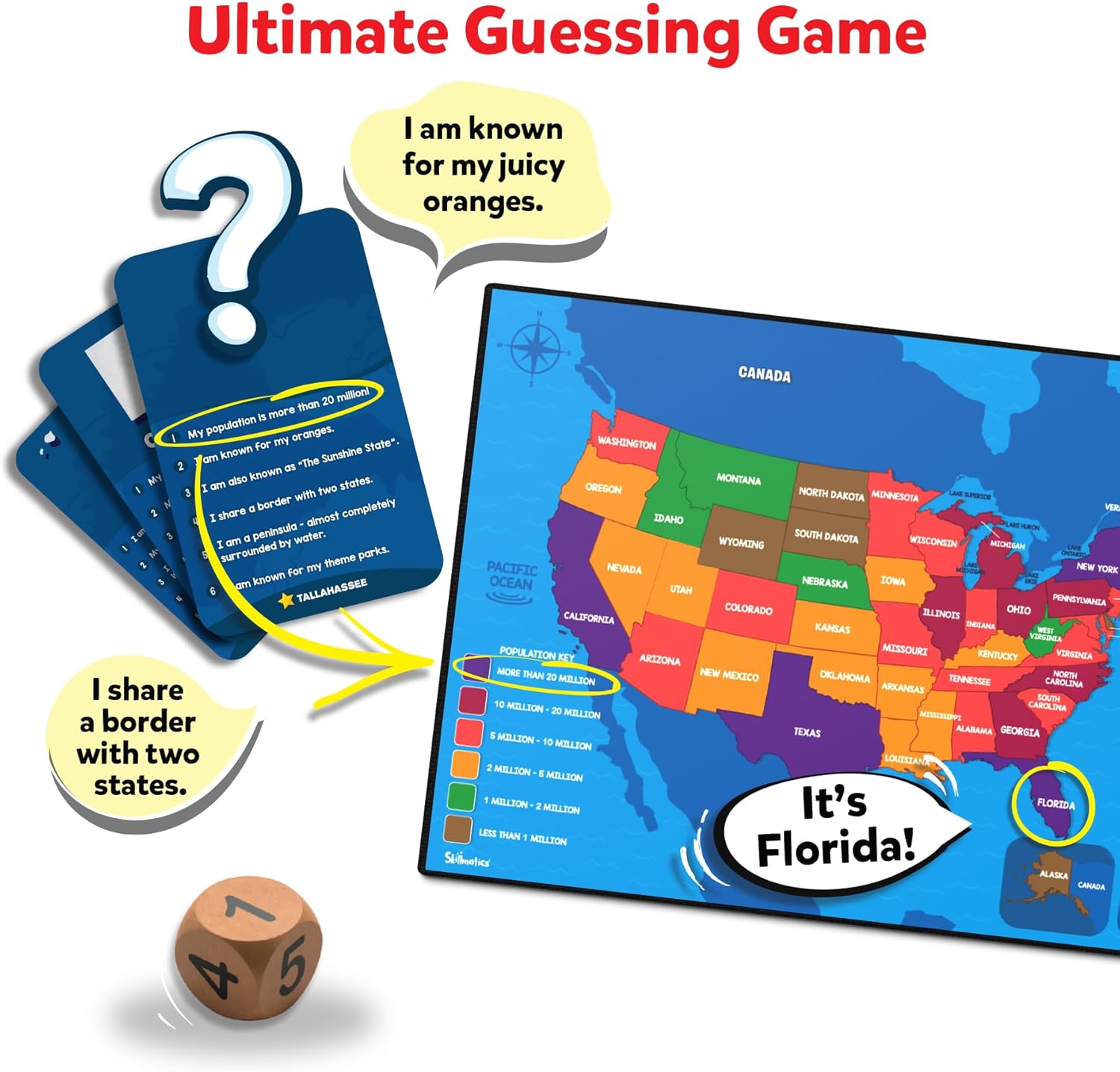 Skillmatics Board Game - Scout It Out 50 States, Guessing & Trivia Game for Families, Educational Toys, Card Games for Kids, Teens and Adults, Gifts for Boys and Girls Ages 7, 8, 9 and Up