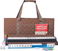 ZGME American Mahjong Set,166 White Tiles with Brown Rectangular Bag and Accessories,4 All-in-One Mahjong Racks with Pushers