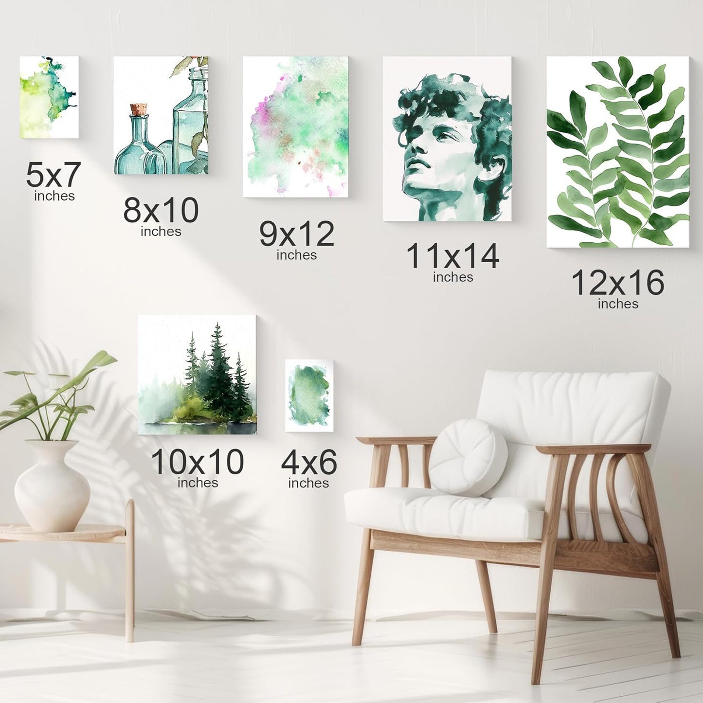 PHOENIX Watercolor Canvas Boards for Painting - 4x6 Inch/6 Pack, 100% Cotton Water Color Small Canvas Panels, 8 Oz. / 260g White Blank Medium Texture Flat Canvases for Water Based Paints