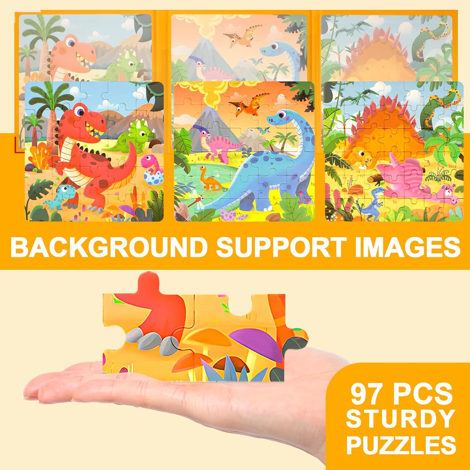 Magnetic Puzzles for Kids Ages 3-5, 3 in 1 Dinosaurs Magnetic Jigsaw Puzzle Book, Travel Puzzles Toys for Toddlers 3-8 Year (Dinosaur World)