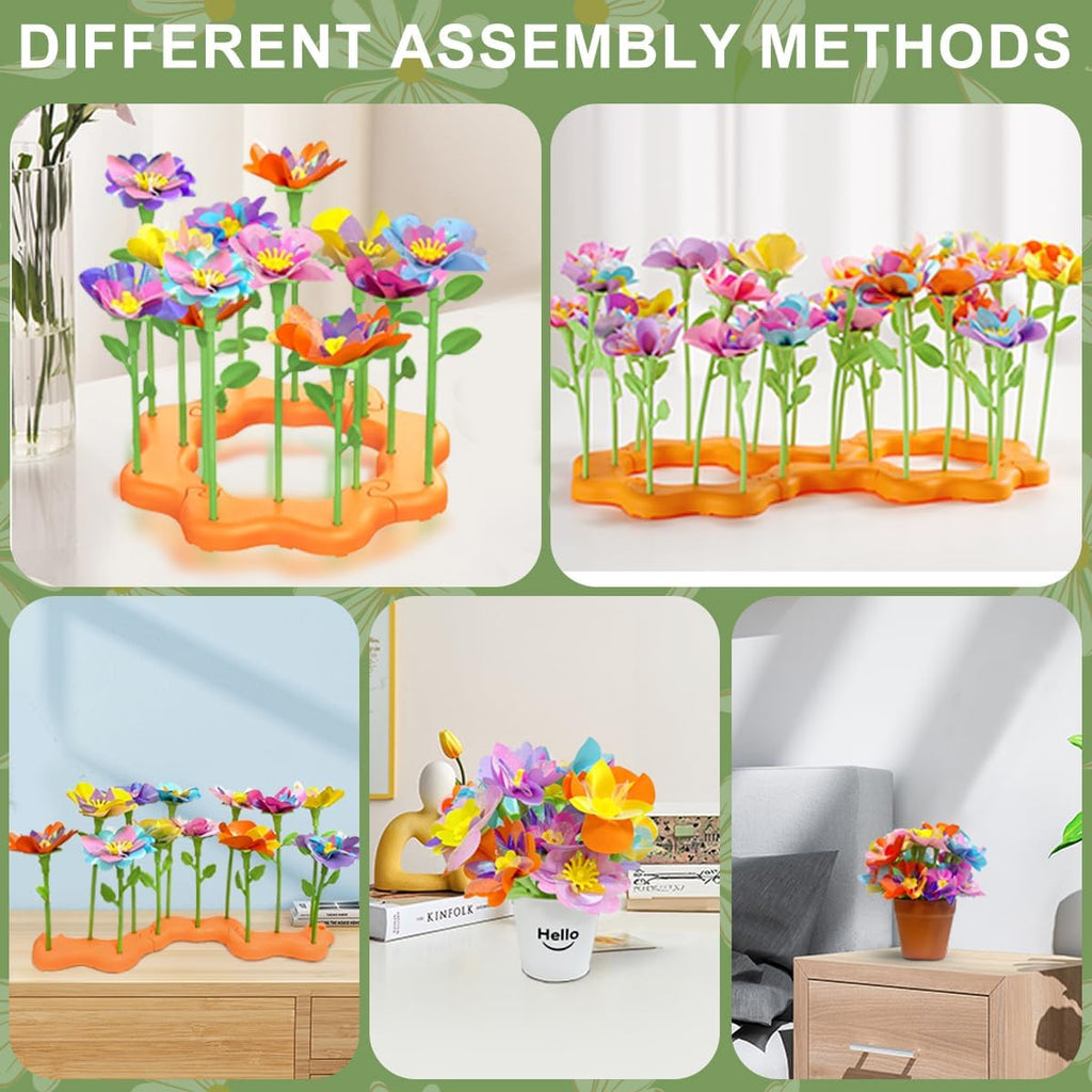 Fabric Flower Bouquets Toys, DIY Craft Kit for Girls 3 4 5 6 7 8 9 10 Years Old, Creative Arts and Crafts Activity for Toddler Kids, Preschool Educational Flower Assembly Gifts for Birthday Christmas