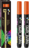 TFIVE Orange Liquid Chalk Markers - 2 Pack Bright Colors Erasable Chalk Marker Pens, Reversible Tip, Non-Toxic, for Chalkboards, Signs, Glass, Easy to use Chalk markers TF800