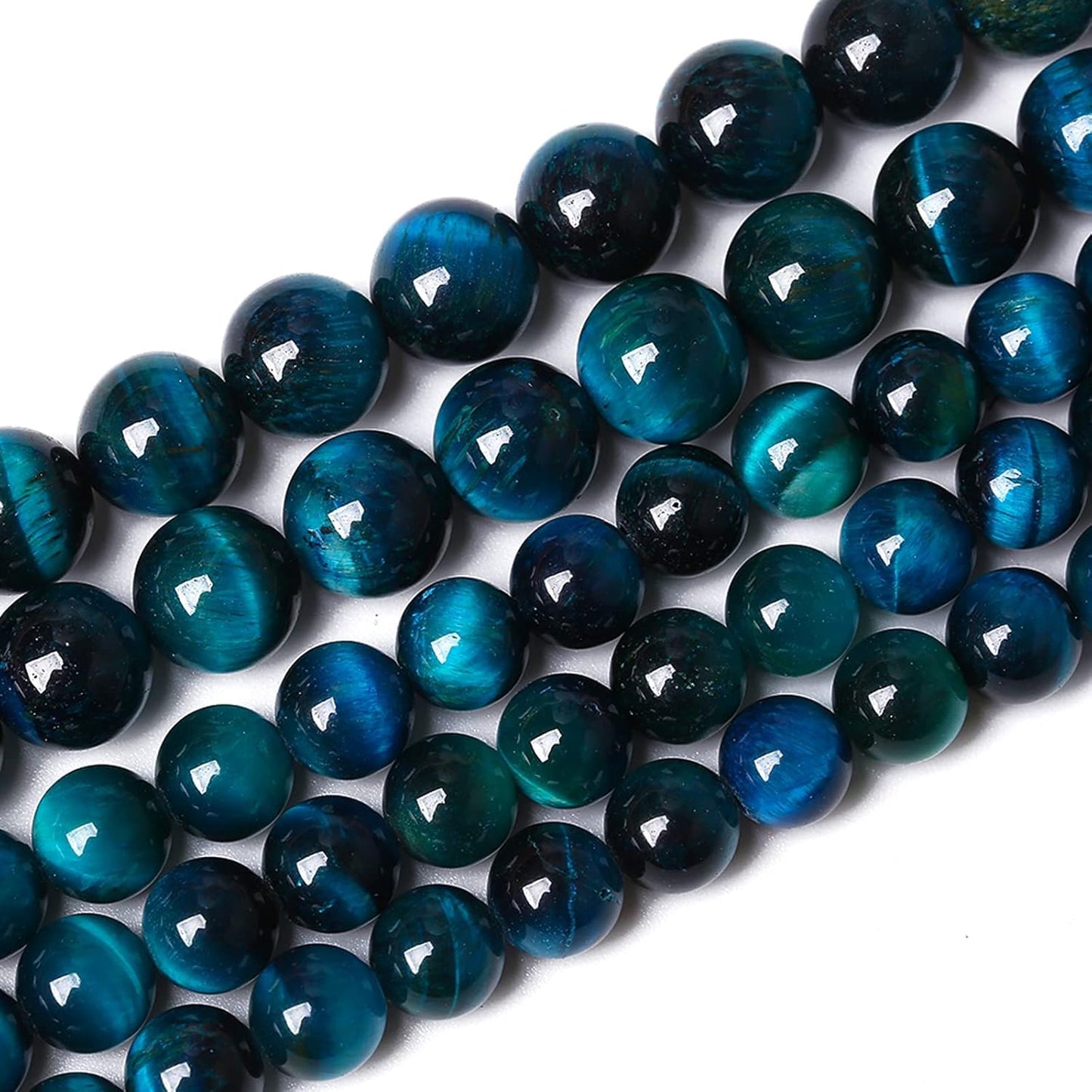 10mm 38pcs Blue Tiger Eye Gemstone Loose Beads Natural Round Stone Beads for Jewelry Making DIY Bracelet Necklace Earrings 1 Strand 15" (Blue Tiger Eye, 10mm)