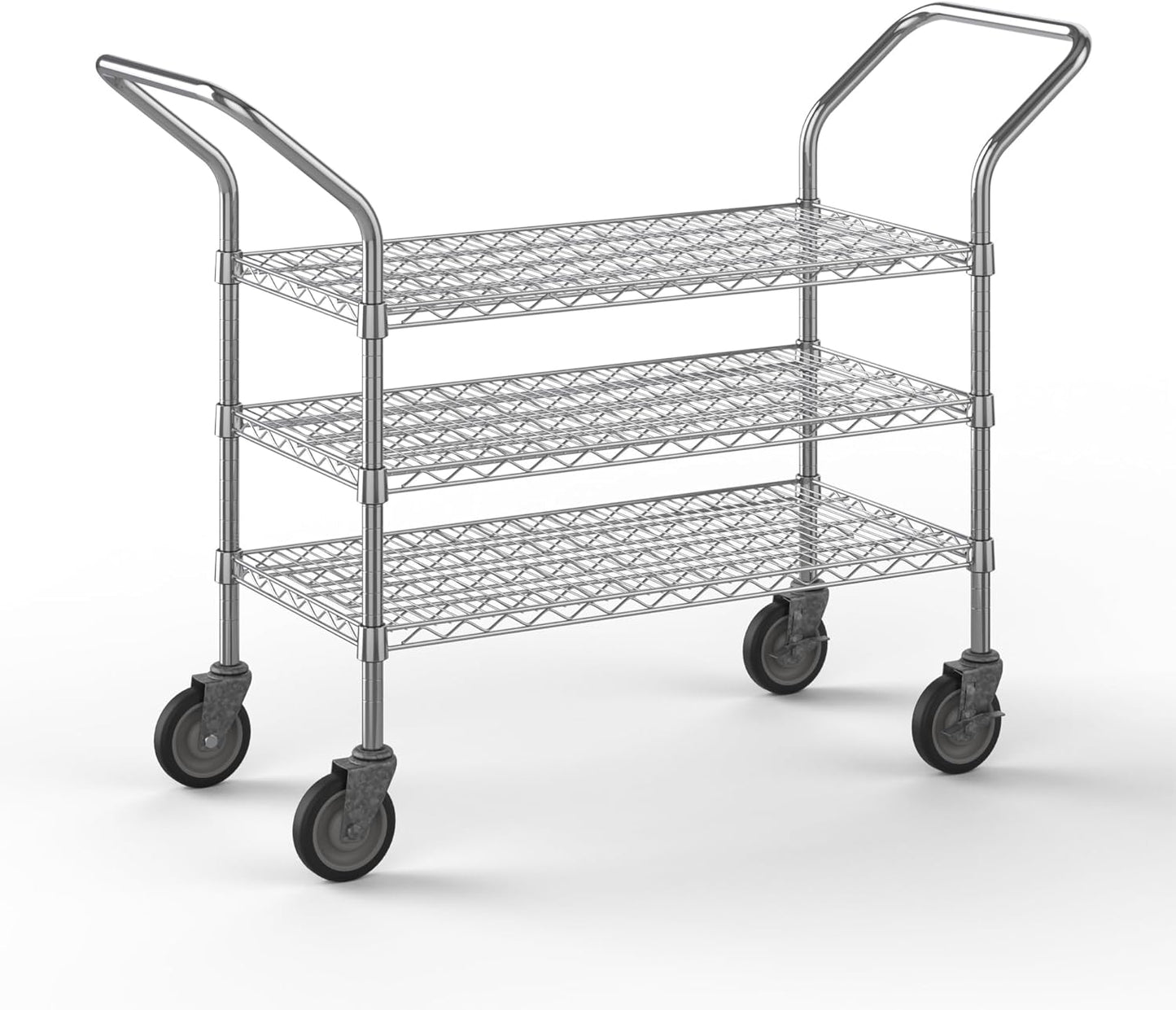 18" W x 36" L x 36" H Chrome Heavy Duty Utility Cart | 3-Tier | NSF Commercial Storage Rack Mobile Unit | Storage and Mobility Solution for Your Business