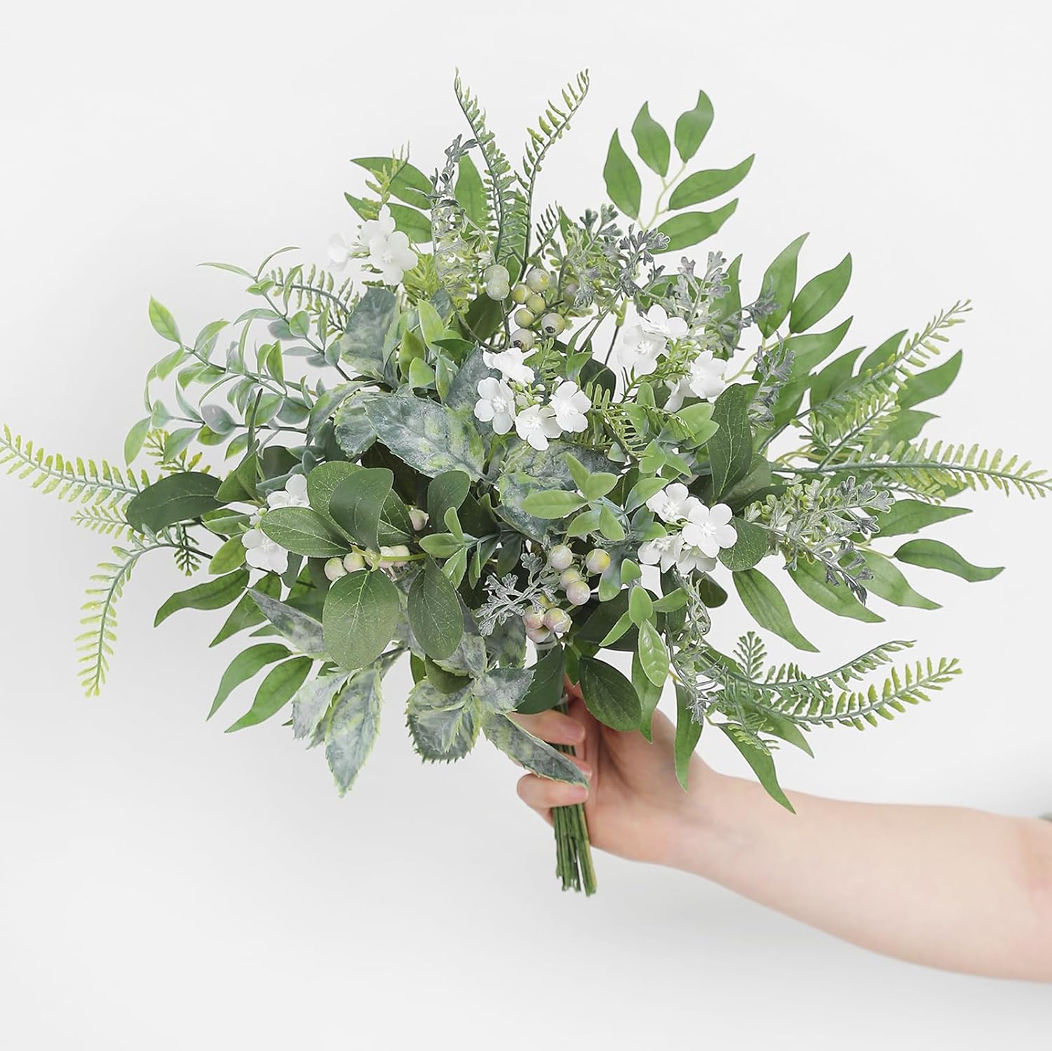 Serra Flora Artificial Greenery Stems Box Set,(Pack of 42pcs) with 8 Kinds of Faux Pink Green Filler for DIY Bridal Bouquets Wedding Floral Arrangement Table Centerpieces