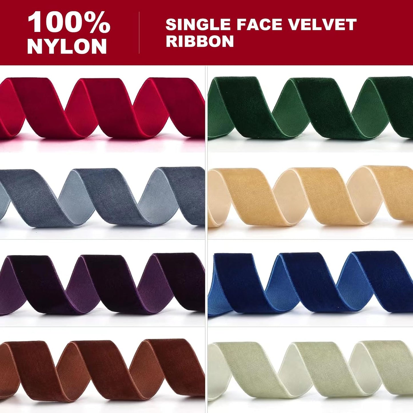 Coffee Velvet Ribbon,1/4" W x 20Yd Single Face,Great for Gift Wrapping,Hair Bows,Handmade Craft and Christmas,Wedding Decoration (1/4" Coffee)
