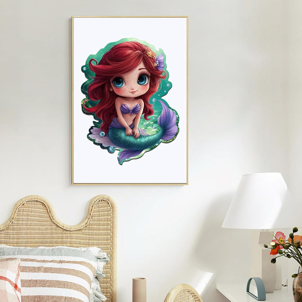 Wooden Puzzles for Adult and Kids, 100 Pieces Ocean Puzzle, Mermaid Unique Shaped Wooden Preschool Puzzle, Toddler Wooden Puzzle Toy Gift for Family and Friends, Suitable for Family Games