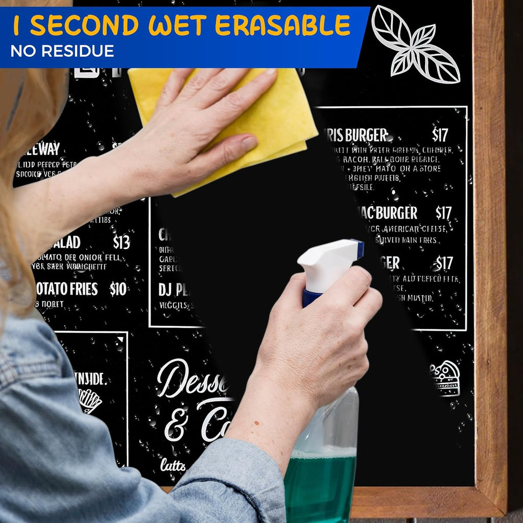 SFAIH 8 White Chalk Markers for Blackboard - [1s Wet Wipe] No Residue, Liquid Chalk Markers for Blackboard, Menu, Bistro, Signs, Windows, Glass, Food Labels, 6mm & 1mm Tip, Dust-Free, Non Toxic