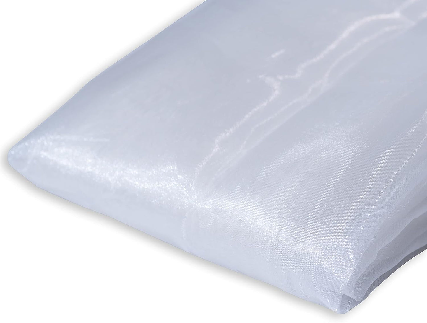 Fynite White Organza Fabric by The Yard | 10 Yard Long | 44" Wide | Bridal Soft Sheer Organza Tulle for DIY Wedding Dress Fashion Craft Decorations