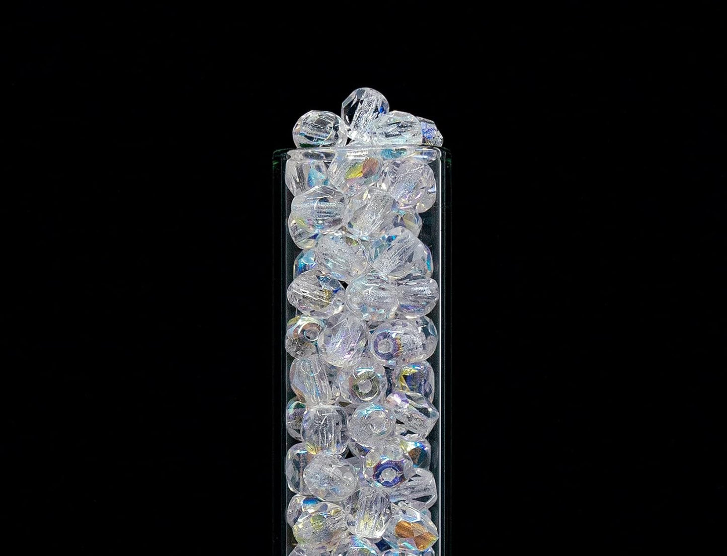 1.8 oz (50g, Approx. 600pcs) of Faceted Fire Polished Pressed Czech Glass Beads 4mm (0.16in), Crystal AB 00030-28701 BCV