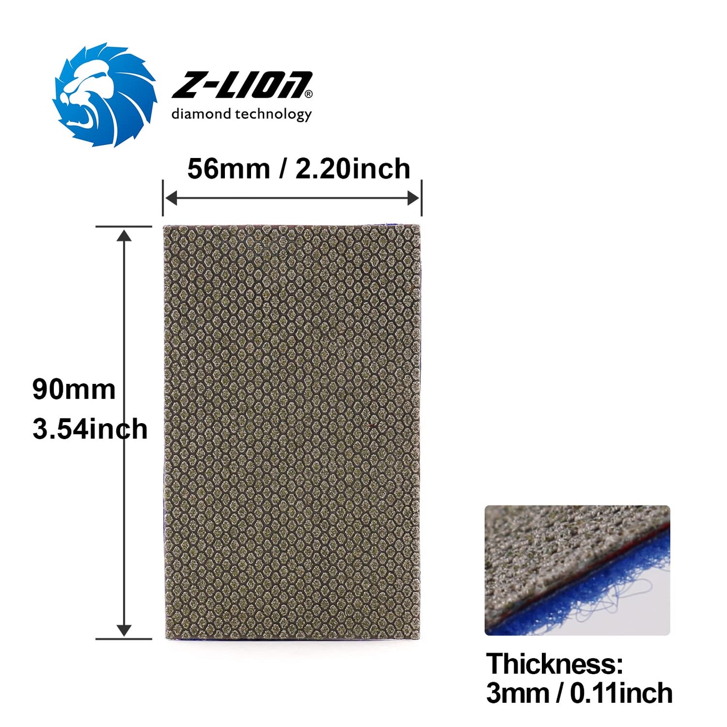 Z-Lion Diamond Abrasive Paper Sheets 60 Grit Diamond Sandpaper Nylon Back for Grinding Stone Glass Ceramic(1 Pcs)