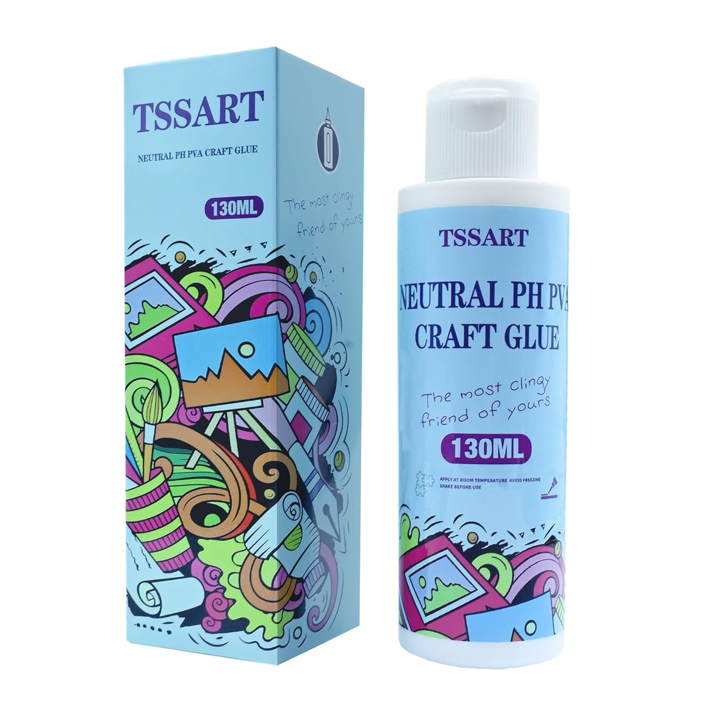 Neutral pH Craft Glue - 4.4floz Acid-Free PVA Formula Water Soluble Glue, Dries Clear and Flexible - Ideal for Arts, Paper, Photography, Scrapbooking and Book Binding - Flip Cap