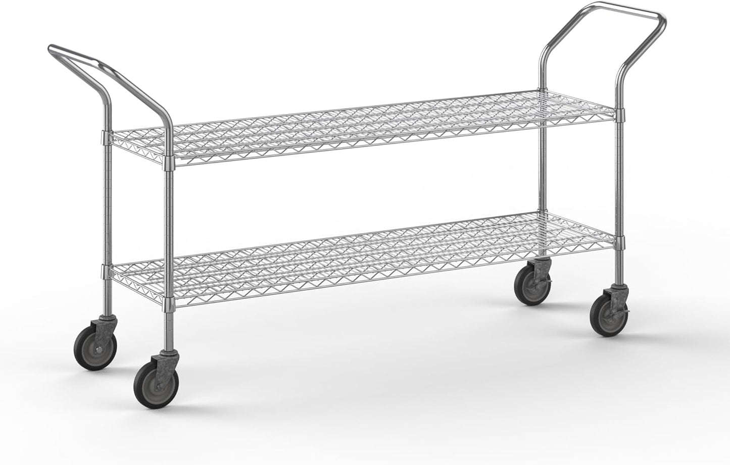 18" W x 60" L x 36" H Chrome Heavy Duty Utility Cart | 2-Tier | NSF Commercial Storage Rack Mobile Unit | Storage and Mobility Solution for Your Business
