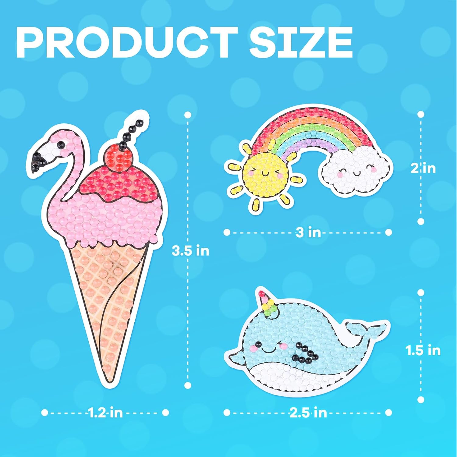 Cymbana 5D Painting Diamond Stickers Kits 25 Pcs Diamonds Dots Arts and Crafts for Kids Ages 6-8 8-12 Contains Unicorn, Mermaid, Cat