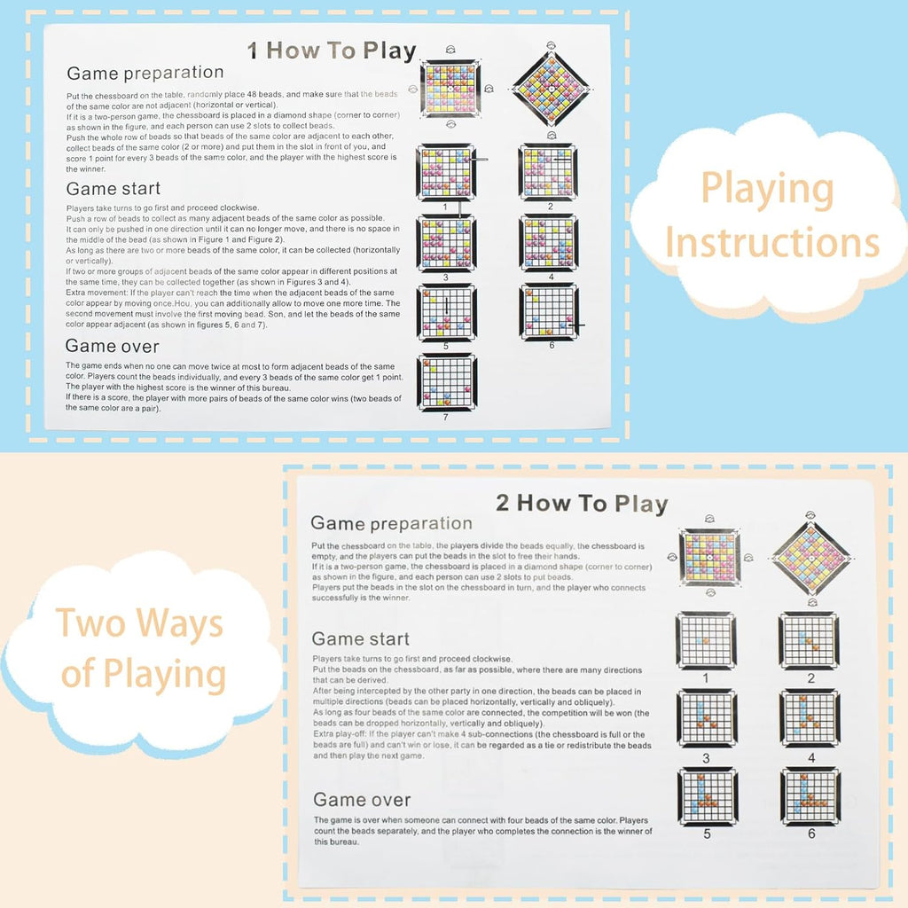 168PCS Marbles Intellectual Chessboard Dual Dual Strategy Board Game,Colored Marbles Fun Table Top Strategy Chess Board Game for Kids & Adults