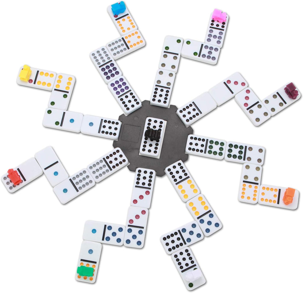 NOLIE Mexican Train Dominoes Game, Double 12 Dot Dominoes Set with Aluminum Case