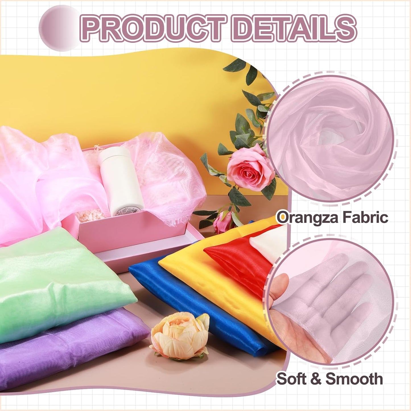 MECCANIXITY Iridescent Sheer Organza Fabric, 2 Yards x 59 Inches Solid Holographic Shiny Fabric Organza Cloth for Wedding, Curtains, Costume, Photo Background, Lotus Pink