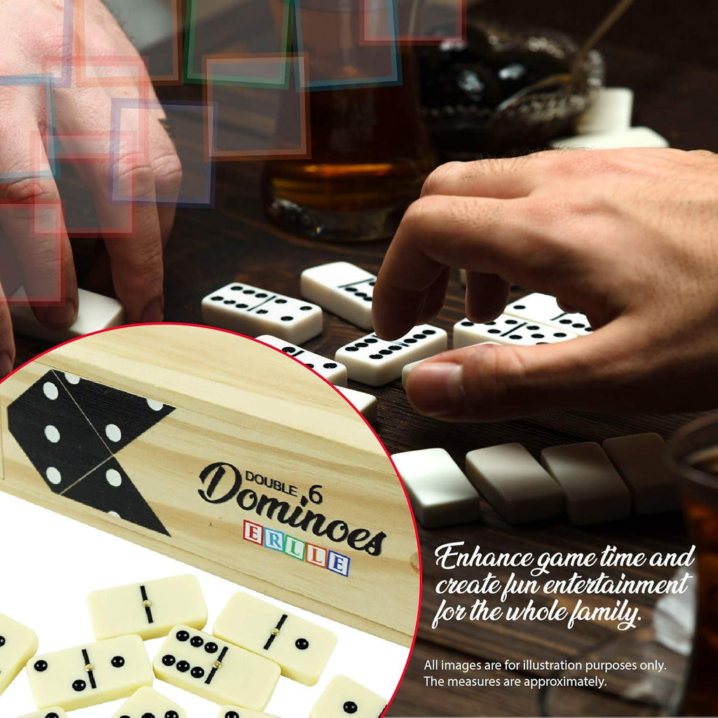 ERLLE - Jumbo Dominoes Set, Extra-Large Double Six Domino Set for Kids & Adults, Premium Giant Dominoes for Outdoor & Indoor Games, Classic Mexican Train, Chicken Foot, and Family Game Night Fun
