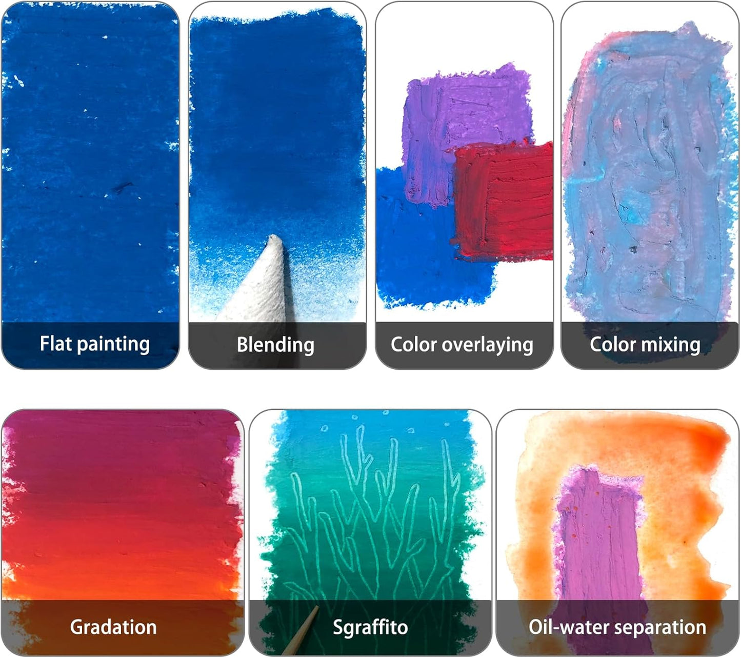 Artecho Metallic Oil Pastels Set of 12 Colors, Soft Oil Pastels for Art Painting, Drawing, Blending (10 x 70 mm)