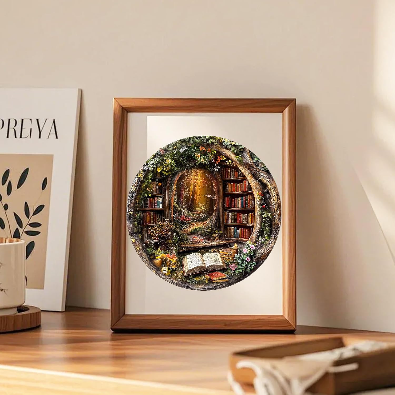 KAAYEE Wooden Puzzles for Adults, Tree House Library Wooden Jigsaw Puzzle Unique Shape Wood Puzzles Adult, 3D Effect Flat Puzzle Birthday Gifts Family Games (XL-17.3 * 17.3in-450pcs)