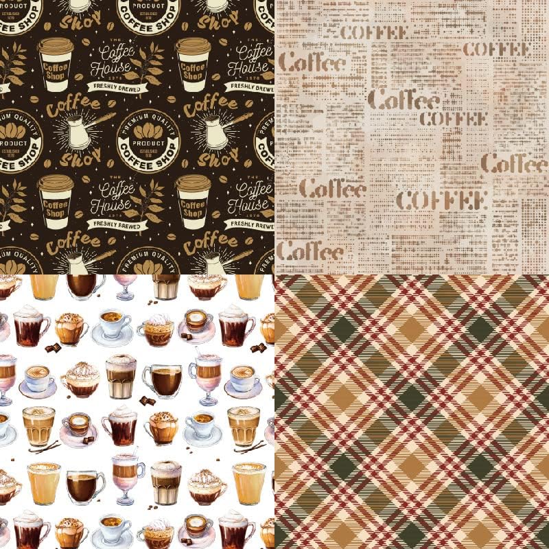 Vintage Coffee Scrapbook Paper Pad - 6x6, 24 Sheets, Cardstock, Square, Uncoated, Perfect for Scrapbooking, Crafts