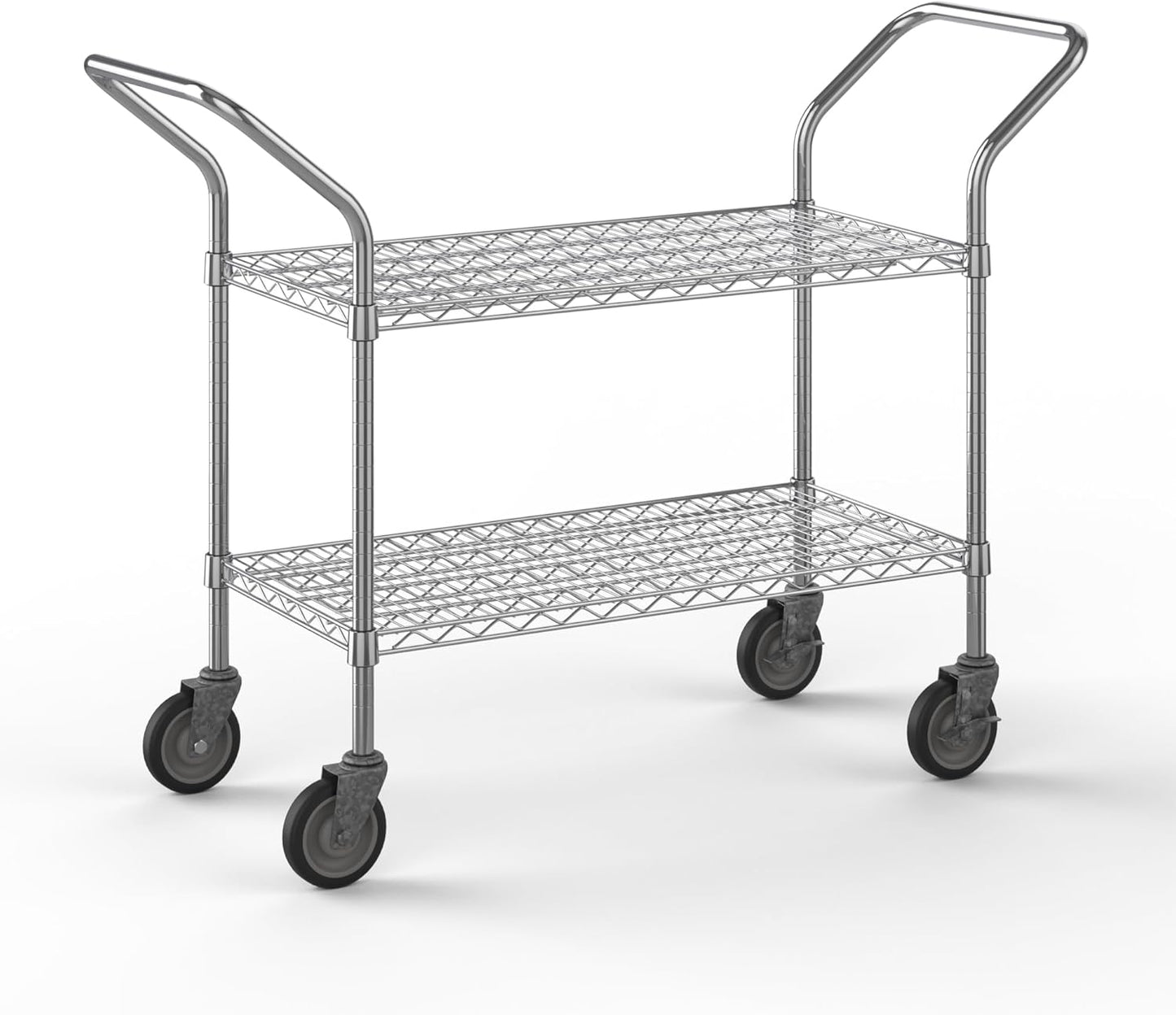 18" W x 36" L x 36" H Chrome Heavy Duty Utility Cart | 2-Tier | NSF Commercial Storage Rack Mobile Unit | Storage and Mobility Solution for Your Business