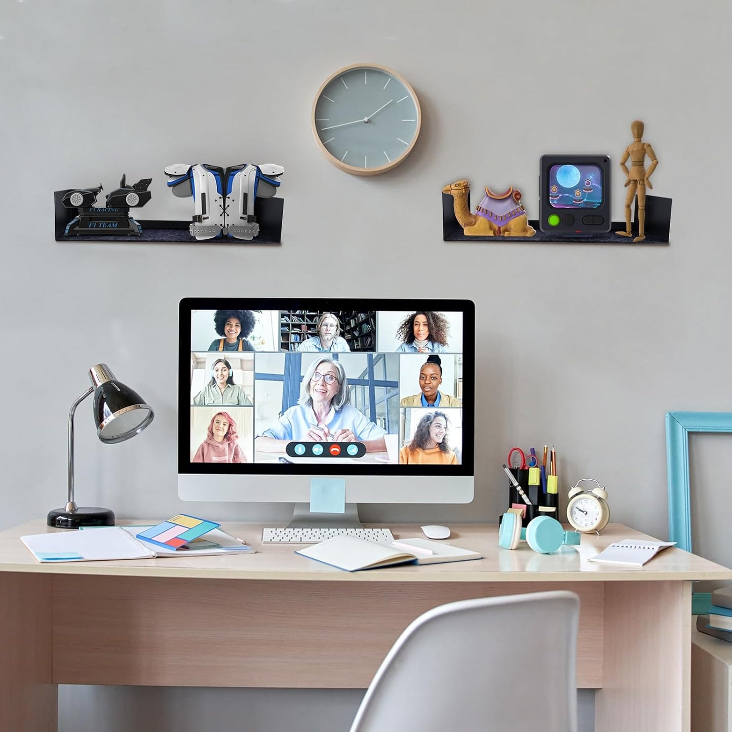 U Shape Floating Shelves Wall Mount Metal Bookshelf CD DVD Storage Display Shelves, Black Set of 2
