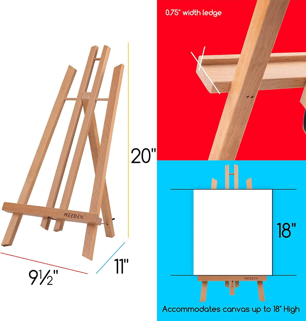 MEEDEN 6 Pack 20 Inch Art Beech Wooden Tabletop Easel for Sign Painting - Small Canvas Stand for Kids Adults