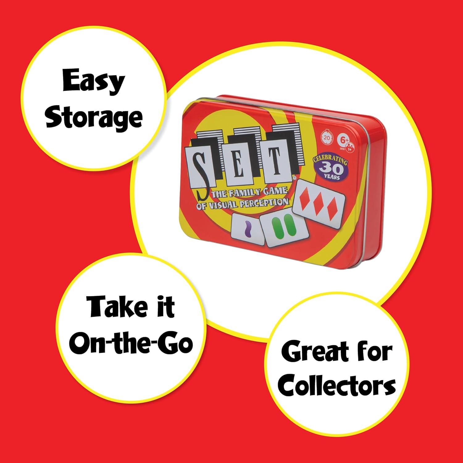 SET Card Games for Kids - Collectors Tin, Matching Game, Learning Games, Fun Family Games, Game Night, Travel Games, Memory Game, Learning Game, Multi-Player Card Game of Visual Perception, Ages 6+