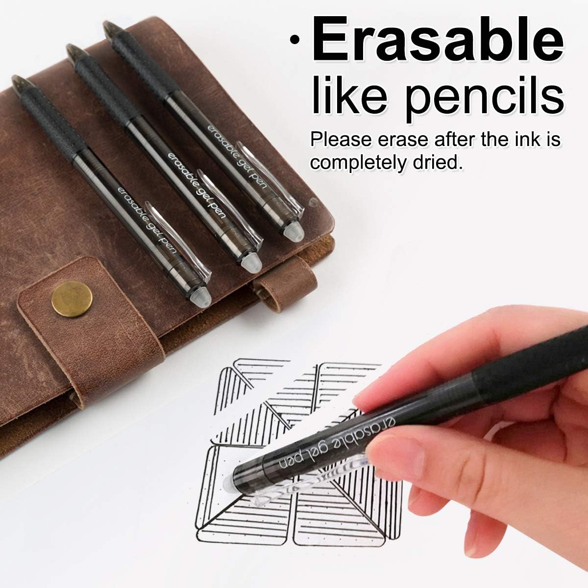 Vanstek 18 Black Retractable Erasable Gel Pens Clicker, Fine Point(0.7), Make Mistakes Disappear, Premium Comfort Grip, Black Ink for Planners, Note Taking and Crossword Puzzles