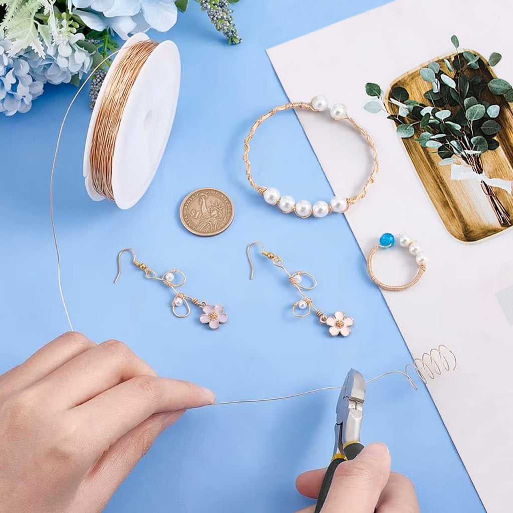 0.5 mm Dia. 6 Rolls Copper Jewelry Wire, 5 Assorted Colors Beading Wire for Jewelry Making Bracelet Earrings Rings Necklaces Flower Craft Projects