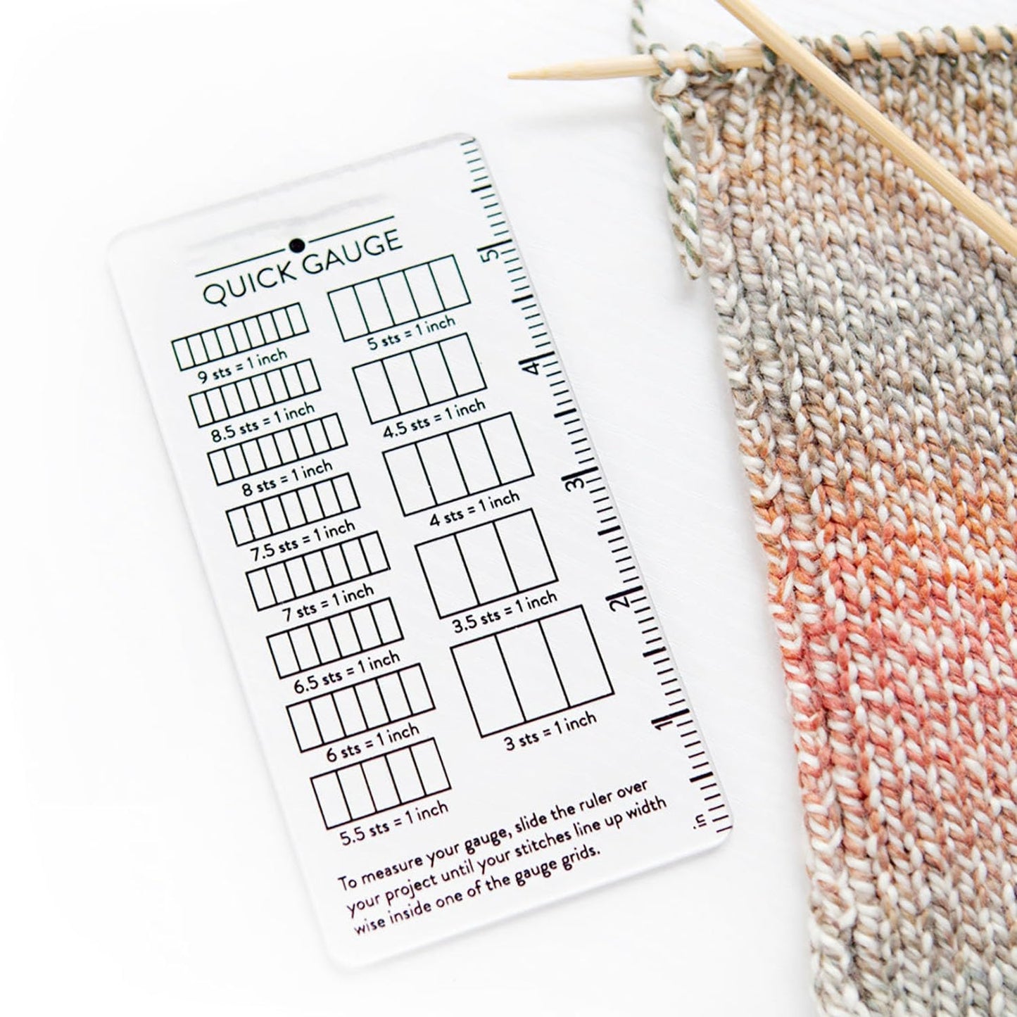 Quick Gauge Ruler, Gauge Ruler for Knitting and Crochet, Scarf Keychain Knitting No Counting Needed, Slide Sewing Rulers and Guides for Fabric Stitch Measuring Crochet Tool(1pc)