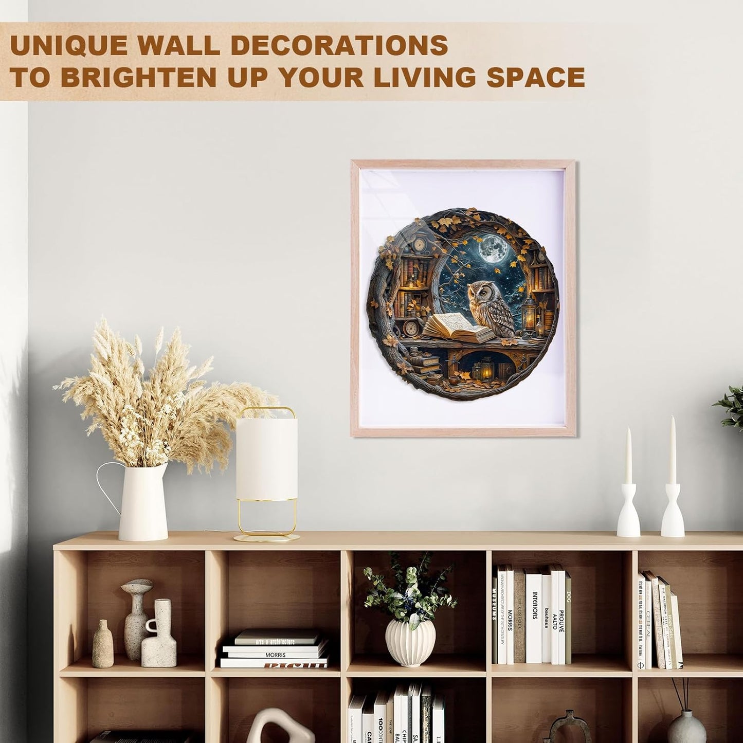 WOODBESTS Wooden Puzzles for Adults - Moonlit Owl Wooden Jigsaw Puzzle, Unique Animal Wood Puzzles Adult, Xmas Puzzle Gifts for Puzzles Lovers(200 Pcs, M, 11.4"x11.4")