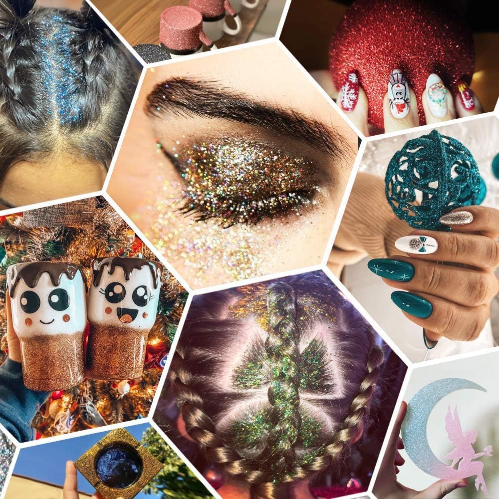 High Capacity 260g Iridescent Fine Glitter,Shaker Bottle Fine Glitter for Epoxy Resin DIY Craft,Rainbow Fine Glitter for Nail Art Face Body Glitter Tumbler Making (IRI Yellow)