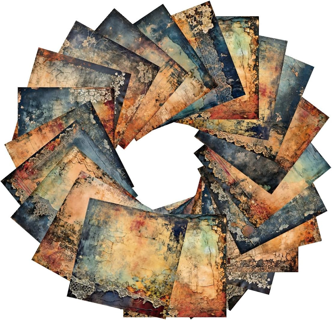 24 Sheets Decorative Scrapbooking Paper Pad 6x6 Craft Paper Single-Side Card Making Supplies for Junk Journal, Origami, Holiday Journaling