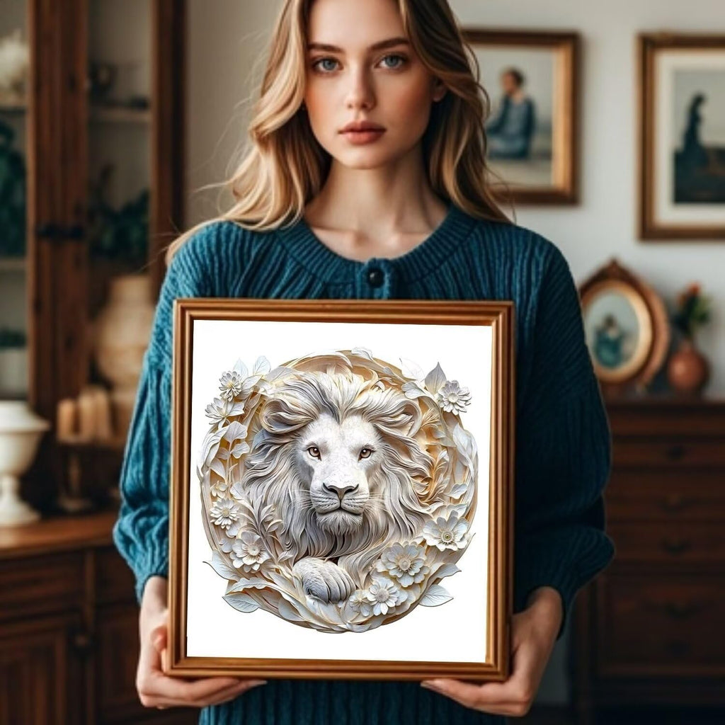 Wooden Puzzles Adults, 3D Paper Lion Wooden Puzzles 100 Pieces, Unique Animal Shaped Wood Challenging Jigsaw Puzzles Gifts for Adults, 8.5x8.3in