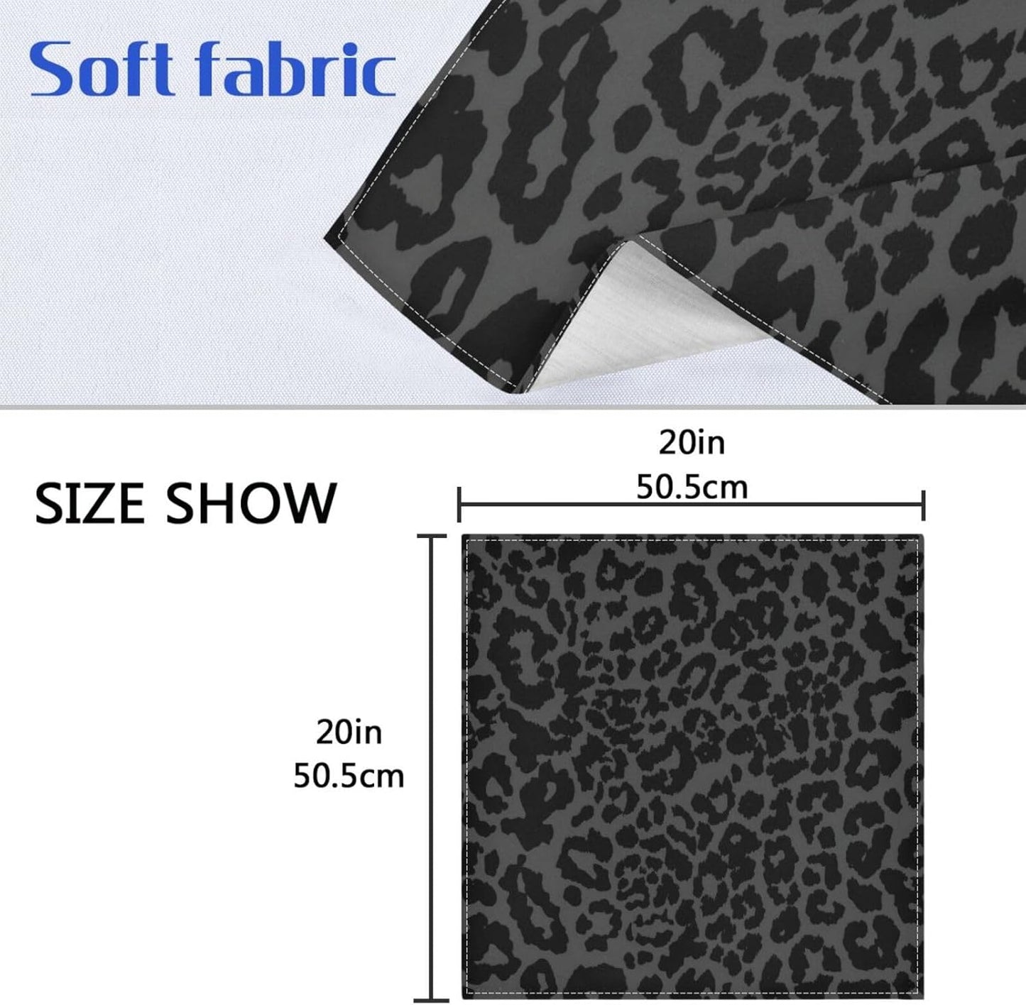 ALAZA Dark Gray Cheetah Leopard Print Cloth Napkins Set of 6, 20x20 Inch Washable and Reusable Napkin for Decoupage Dinner Party Everyday Use